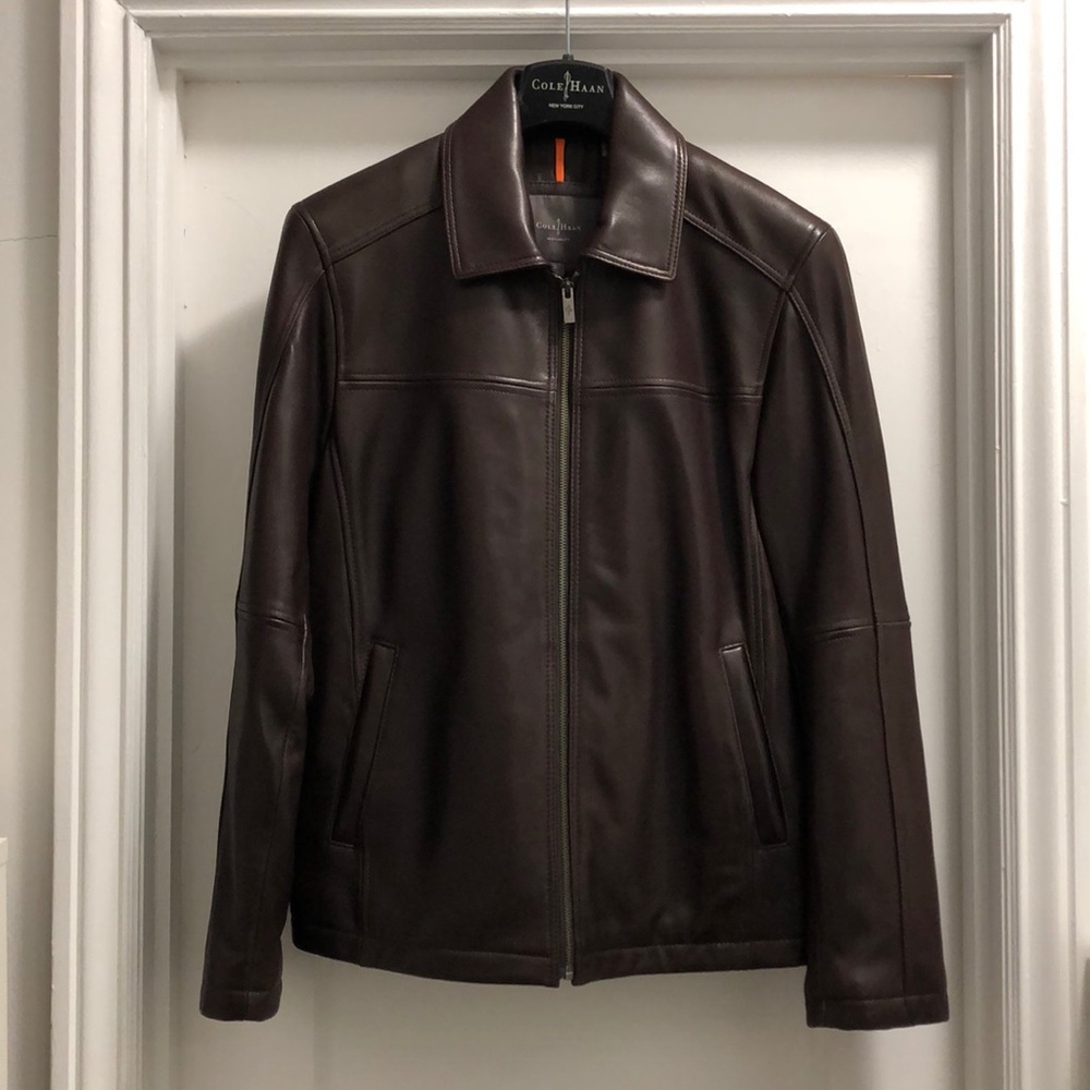 Cole Haan brown lambskin leather jacket - small
